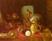 Still Life with Fruit, Objets d'Art and a White Rose on a Ta - 布莱斯·亚历山大·德斯戈夫